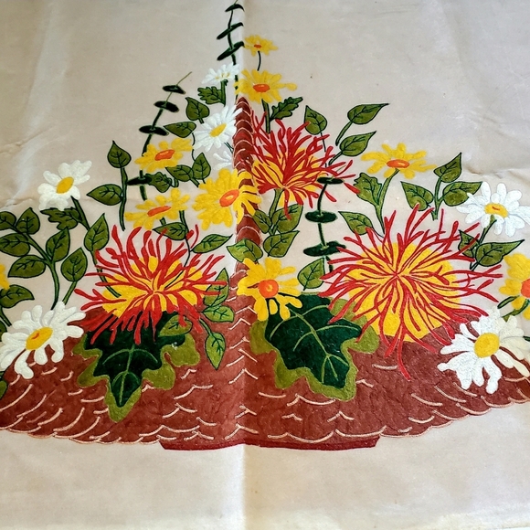 Vintage Hand Painted Floral Basket Painting - Picture 3 of 7